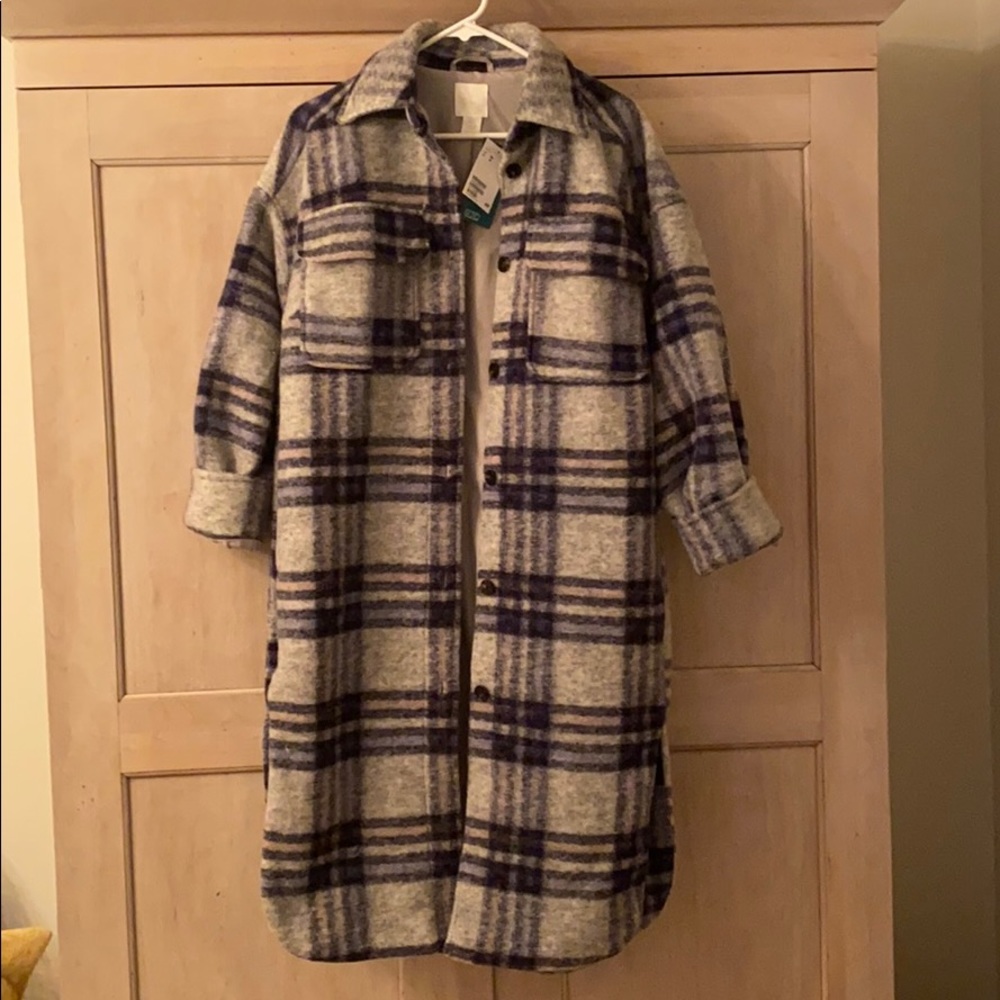 H&M plaid coat